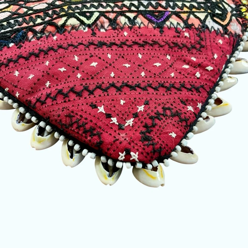 VIPUL SHAH Clutch Shoulder Bag Thikri Shells Leather Mermaid Fisherman Bollywood